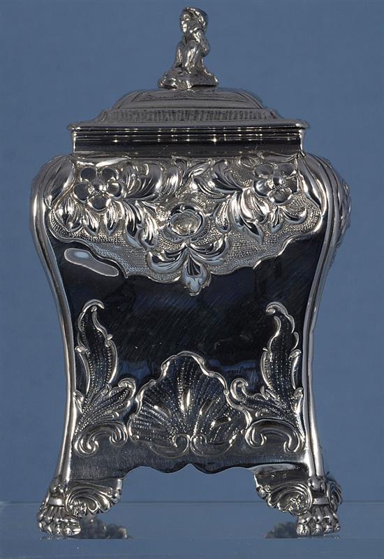 A George IV silver tea caddy and cover, by Thomas Blagden & Co, height 140mm, weight 8oz/249grams.
